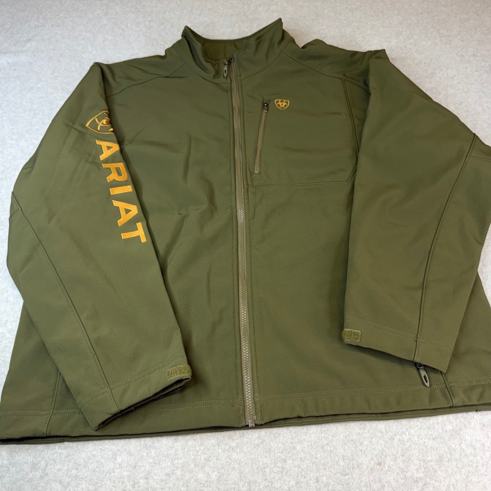Ariat Mens Logo 2.0 Softshell Jacket Green Wind Water Resistant XXL 10041615